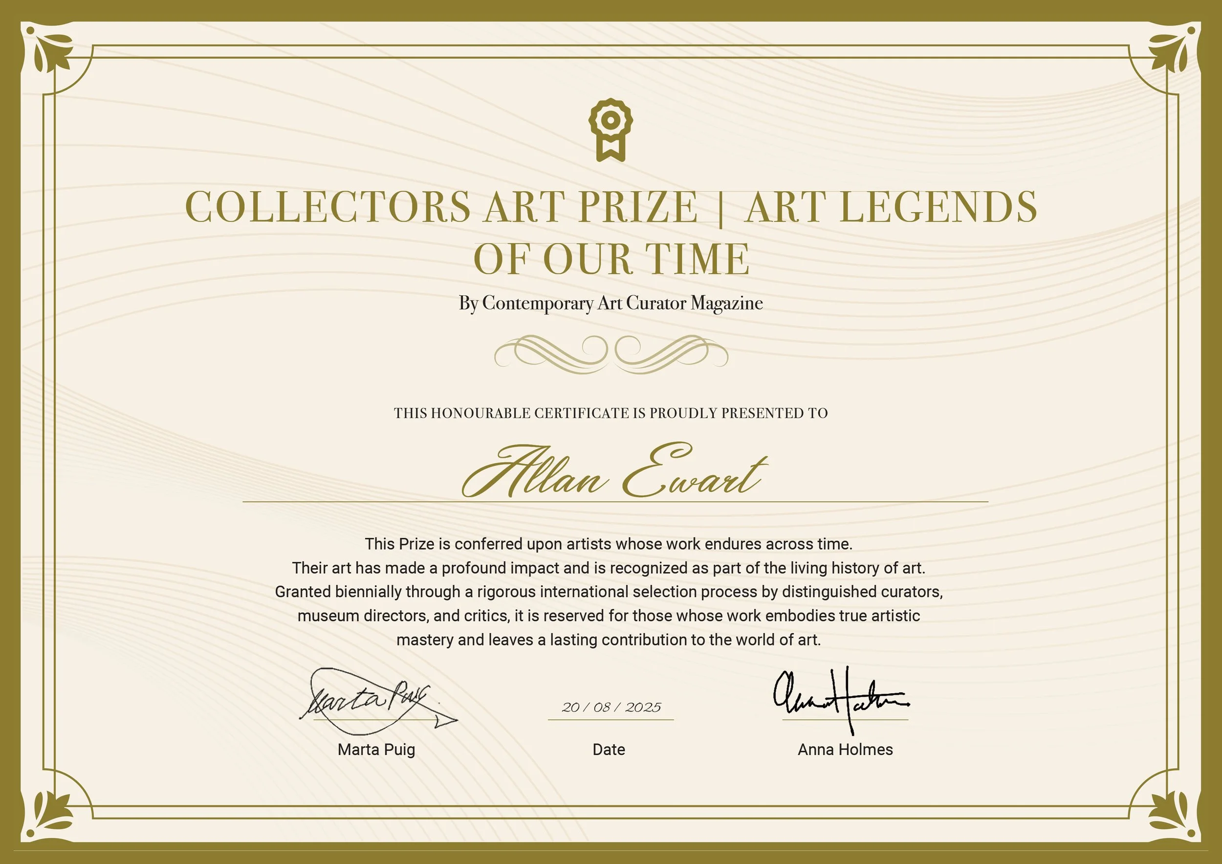 Collectors Art Prize — Art Legends of Our Time