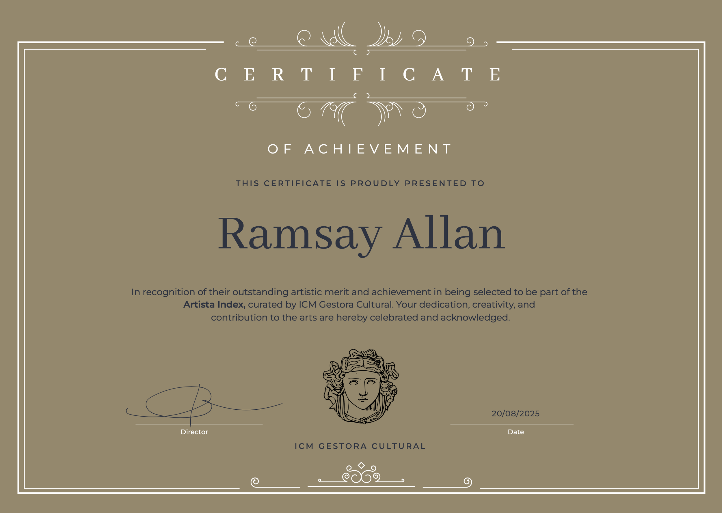 ICM Gestora Cultural Certificate of Achievement